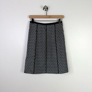 Ann Taylor Black and White Geometric A-Line Skirt
